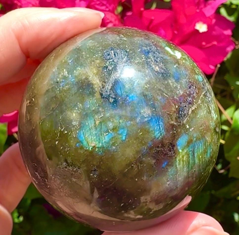 Stunning Deep Blue Labradorite Sphere Big Blue Flashy Labradorite