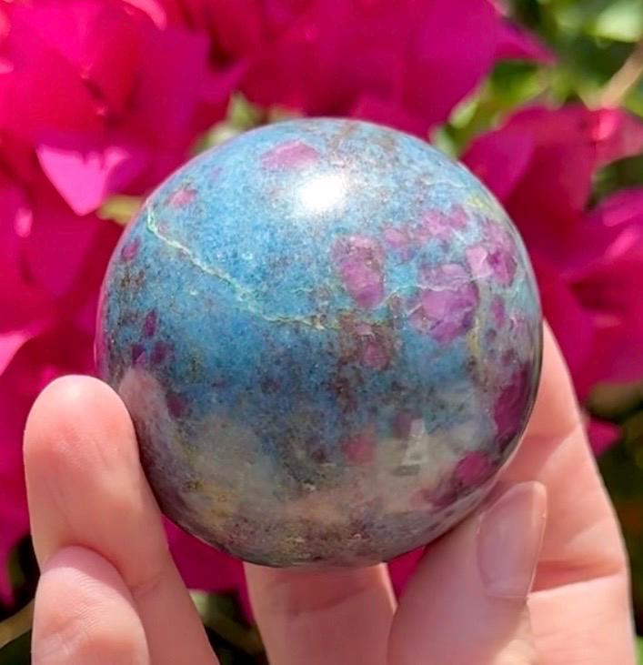 UV Reactive Ruby Kyanite Sphere