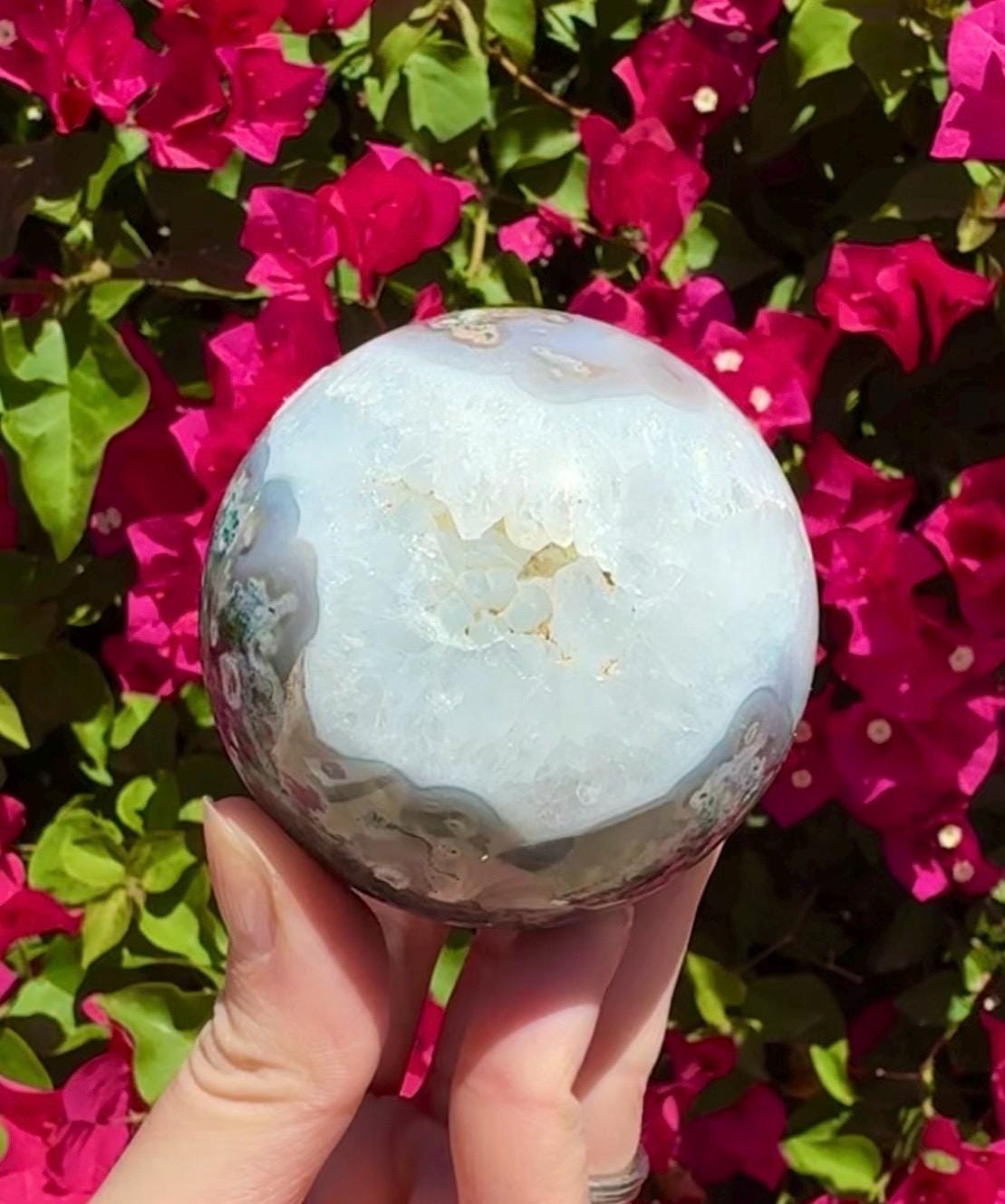Druzy Quartz & Moss Agate Sphere Crystal Ball