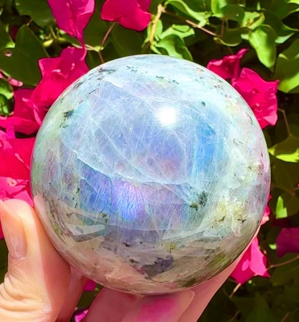 Gorgeous Purple & Blue Labradorite Sphere Big Purple Flashy Labradorite