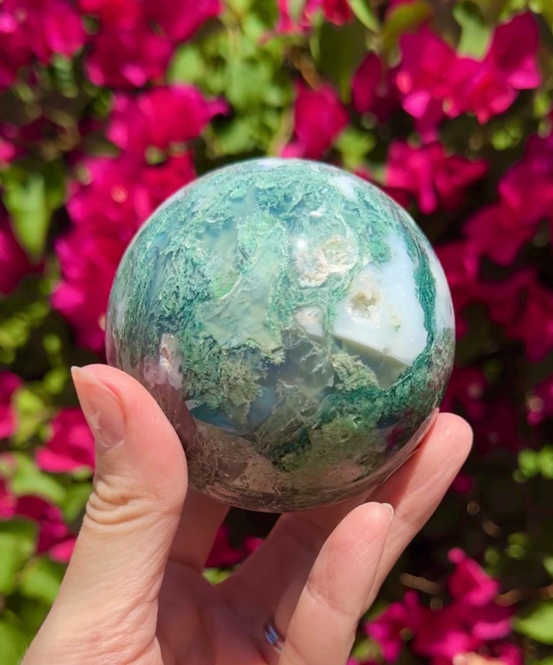 Druzy Moss Agate Sphere Crystal Ball