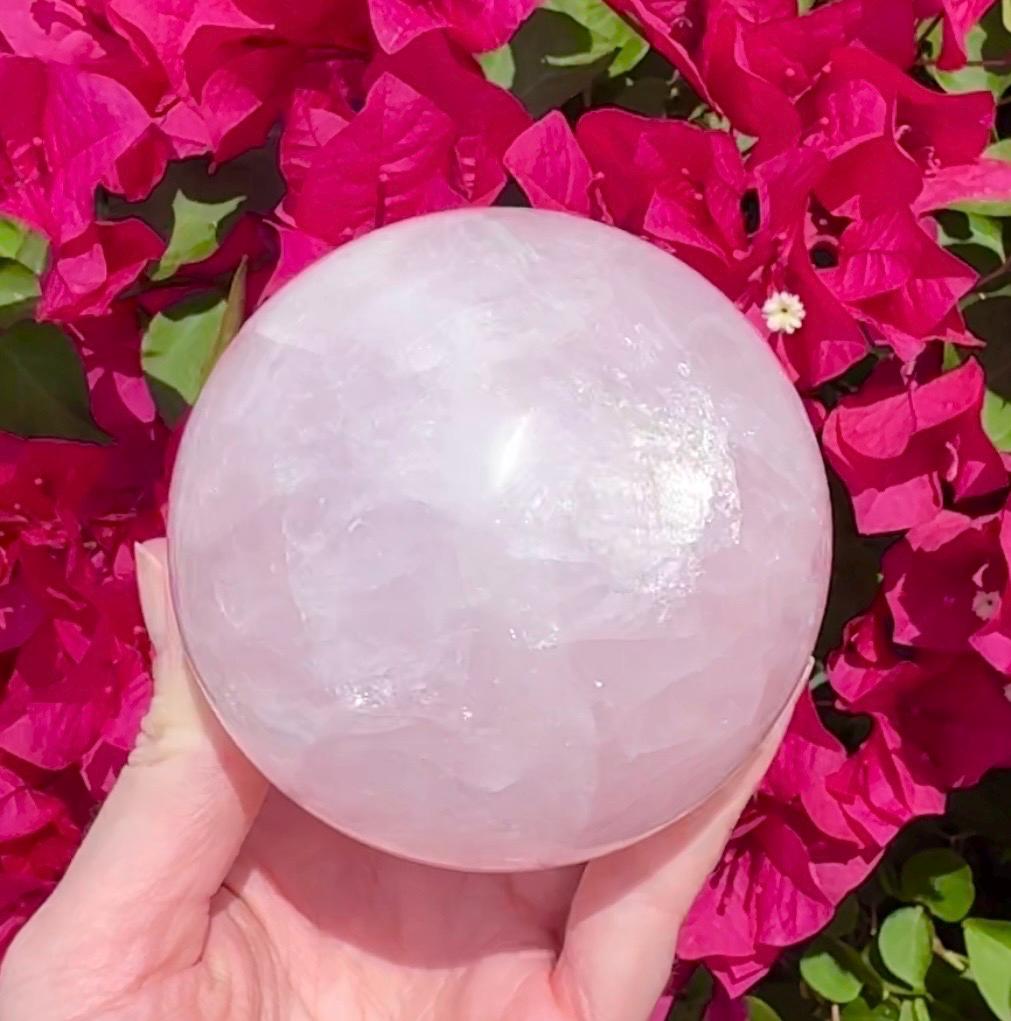 Large Rose Quartz Sphere Crystal Ball 81mm