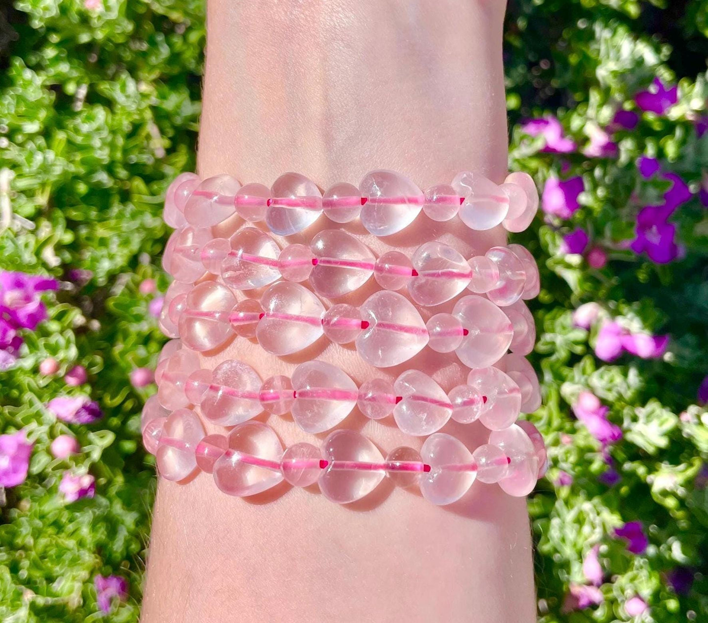 Beautiful Rose Quartz Heart Bracelet