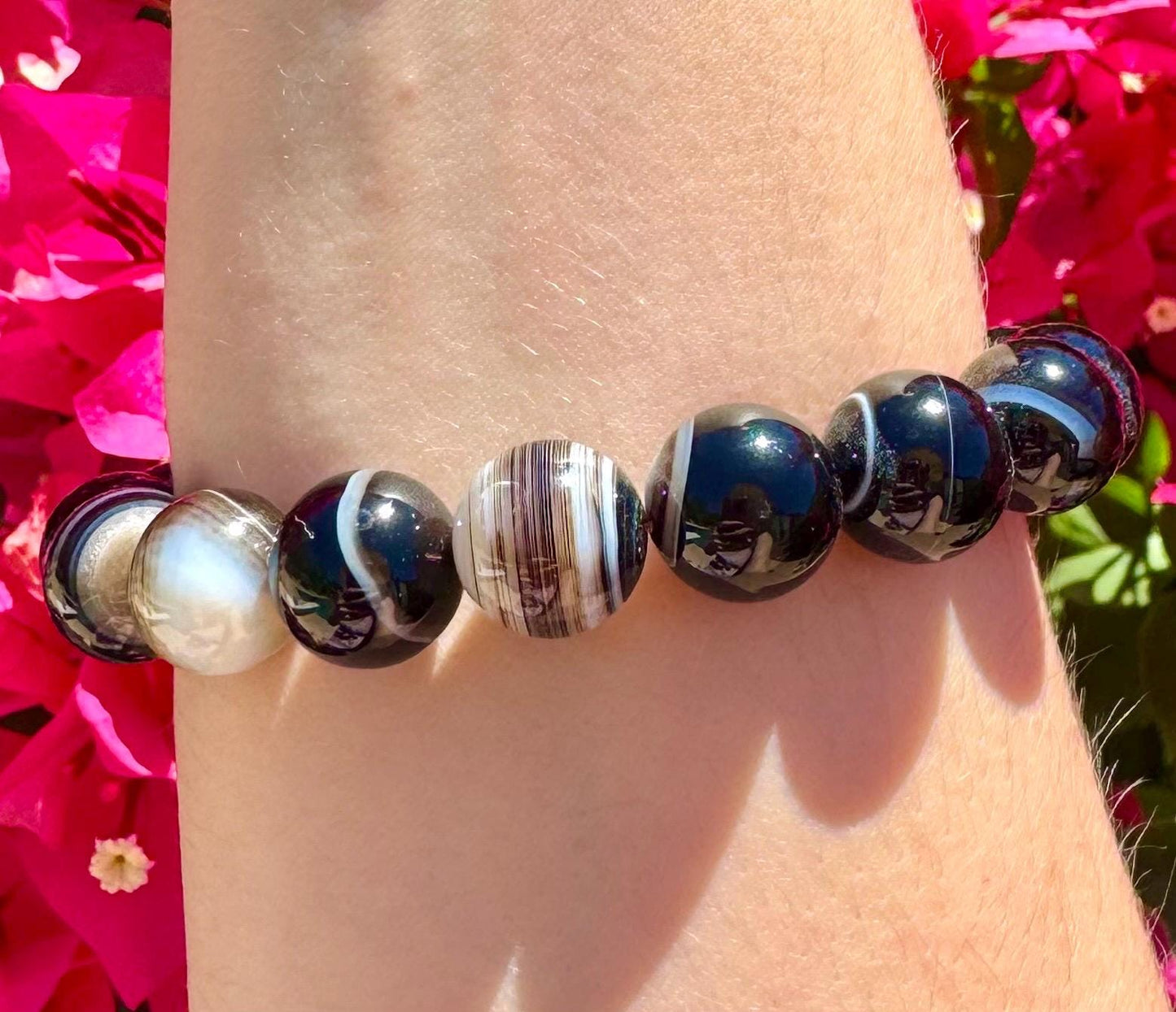 Beautiful Black Banded Agate Bracelet