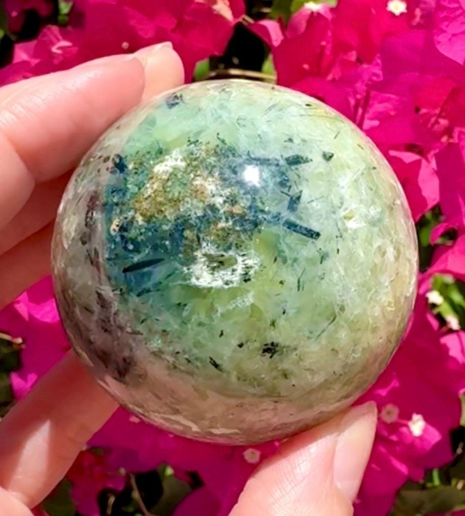 Beautiful Prehnite & Epidote Crystal Sphere