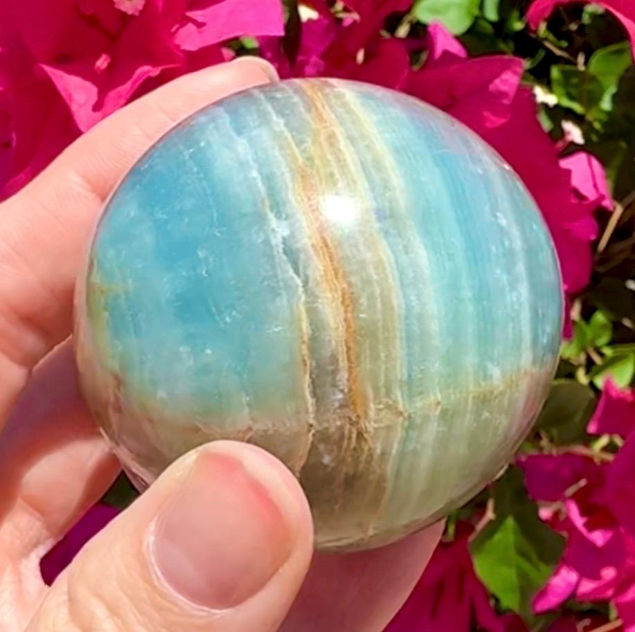 High Quality Aquatine Lumerian Calcite Sphere