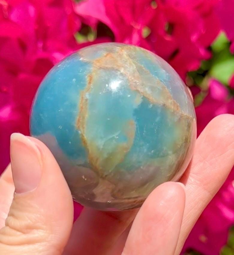 High Quality Aquatine Lumerian Calcite Sphere