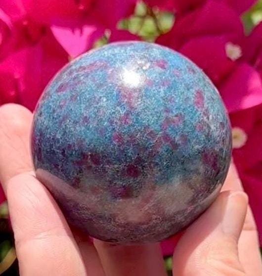 UV Reactive Ruby Kyanite Sphere *read description