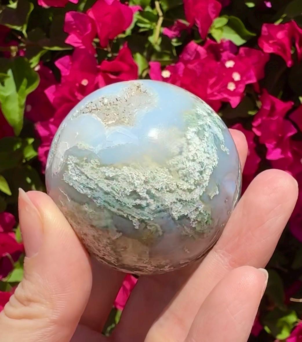 Druzy Moss Agate Sphere Crystal Ball