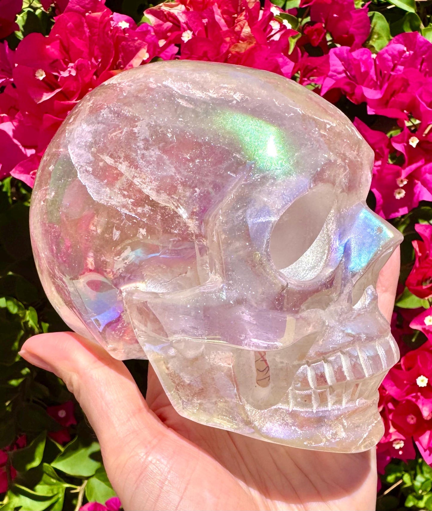 Stunning Angel Aura Clear Quartz Skull