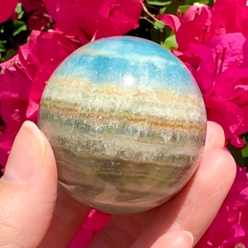 High Quality Aquatine Lumerian Calcite Sphere