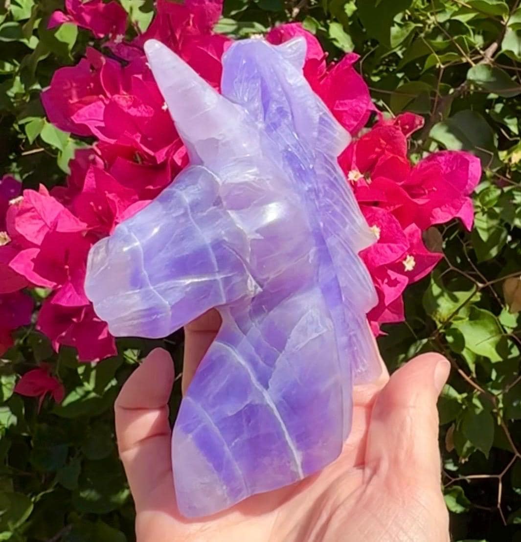 Big Purple Fluorite Unicorn Head 5”