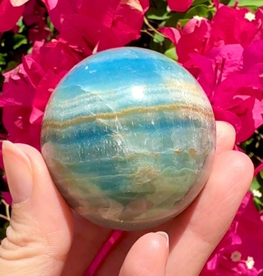 High Quality Aquatine Lumerian Calcite Sphere