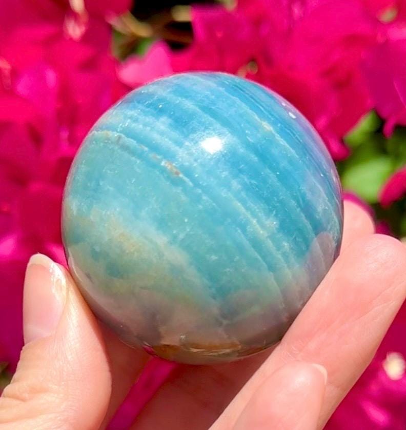 High Quality Aquatine Lumerian Calcite Sphere