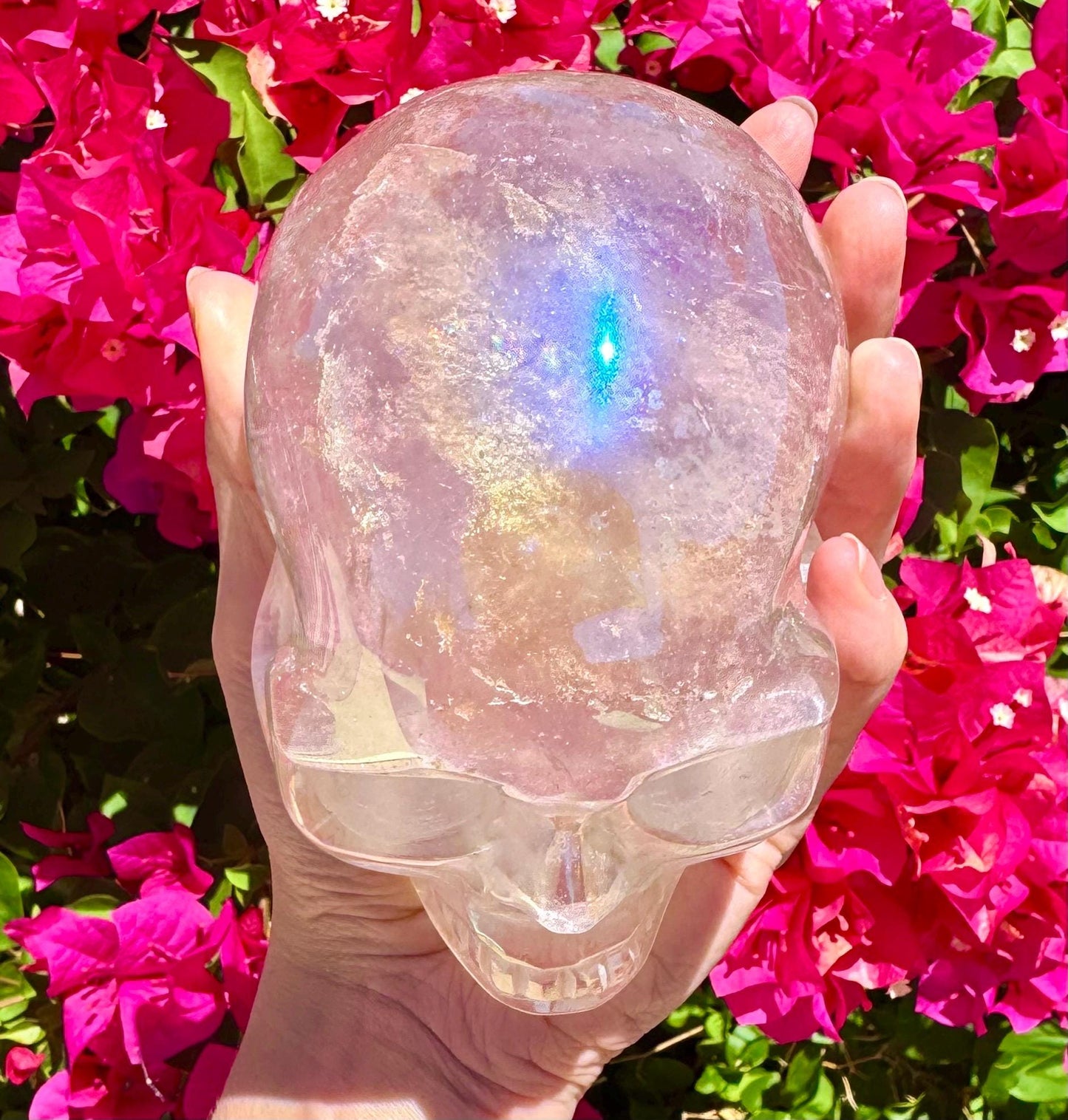 Stunning Angel Aura Clear Quartz Skull