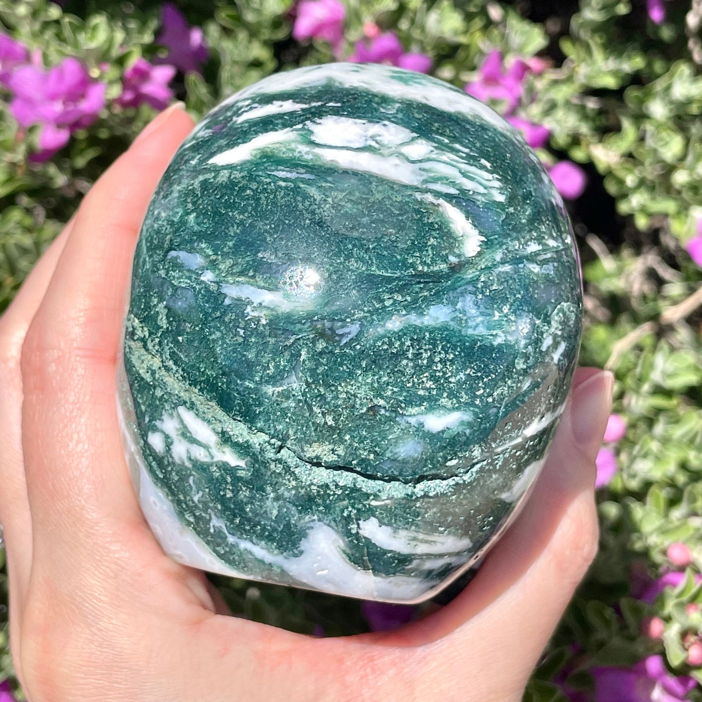 Moss Agate Crystal Skull