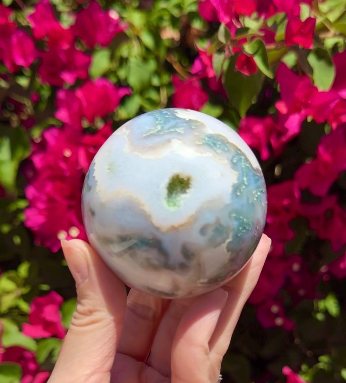Druzy Moss Agate Sphere Crystal Ball