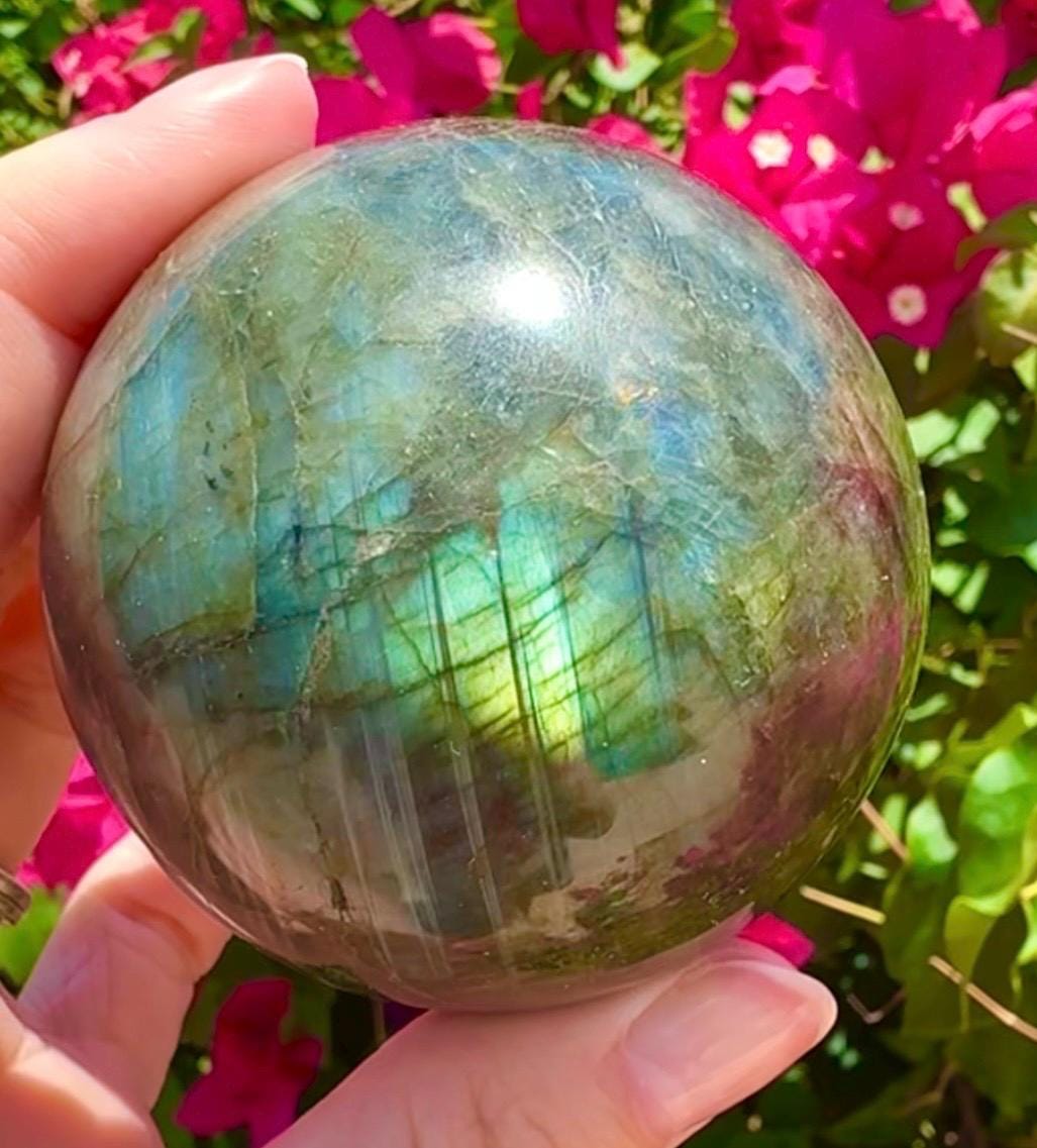 Flashy Blue Labradorite Sphere Blue and Gold Flashy Labradorite