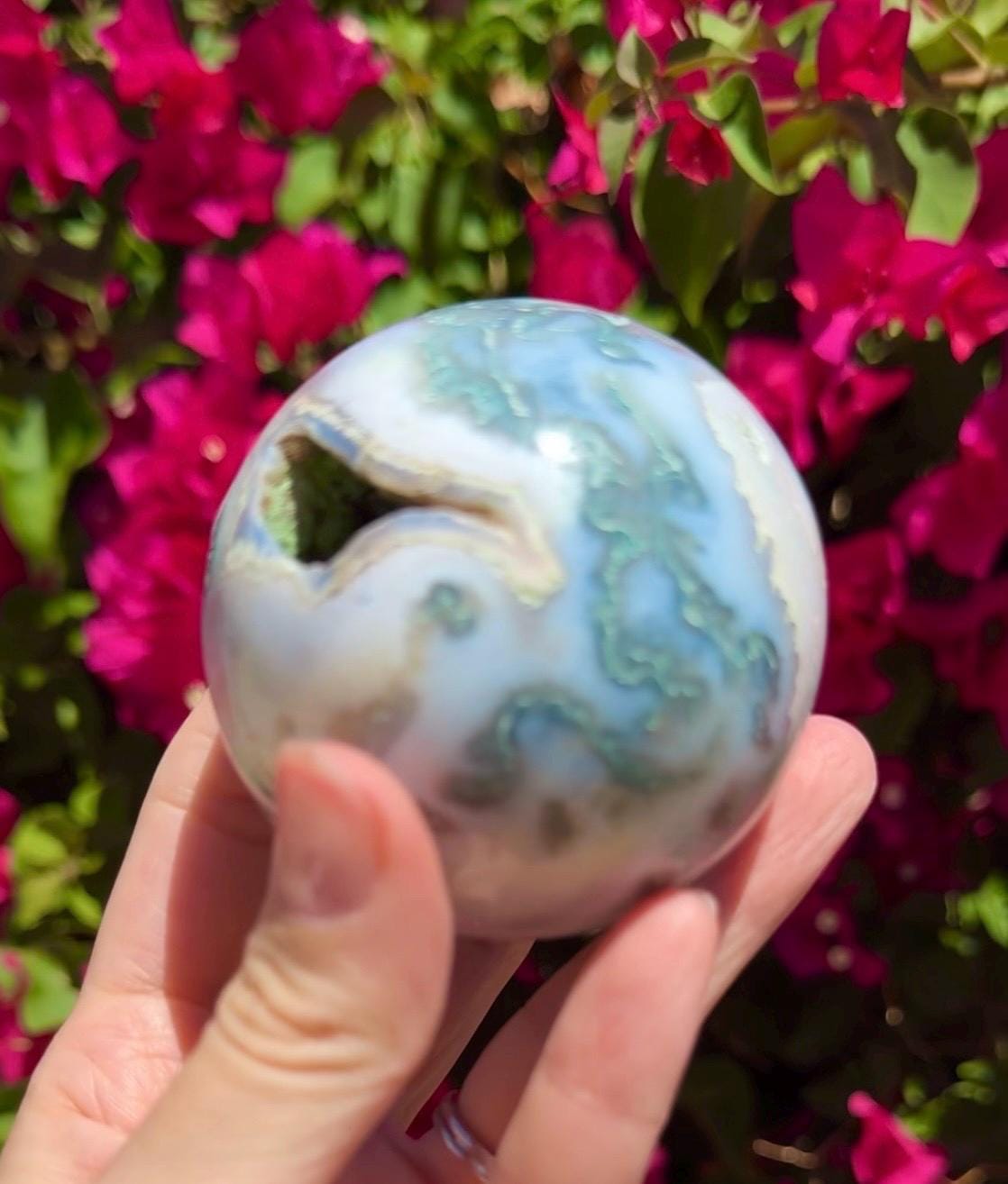 Druzy Moss Agate Sphere Crystal Ball