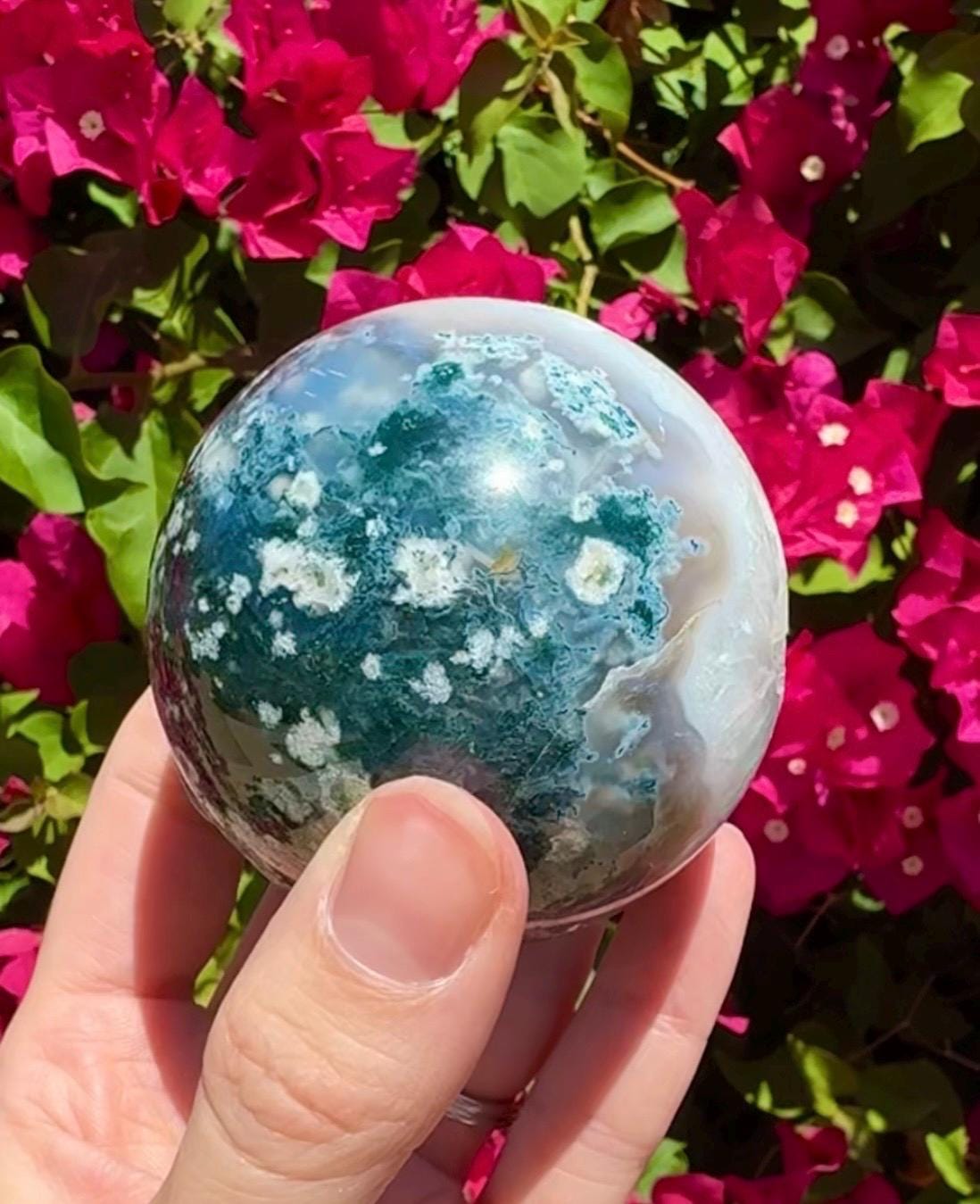 Druzy Quartz & Moss Agate Sphere Crystal Ball
