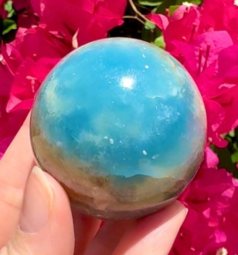 High Quality Aquatine Lumerian Calcite Sphere