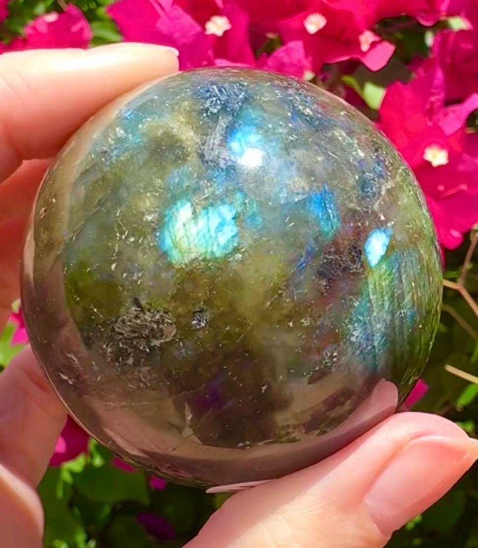 Stunning Deep Blue Labradorite Sphere Big Blue Flashy Labradorite
