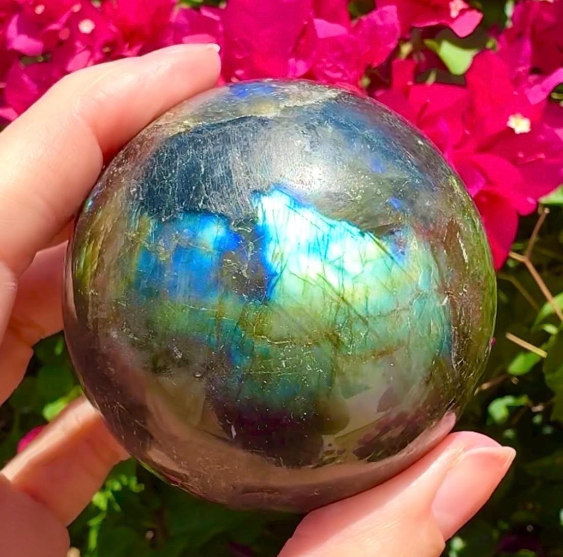 Beautiful Blue Labradorite Sphere Blue Flashy Labradorite & Feldspar
