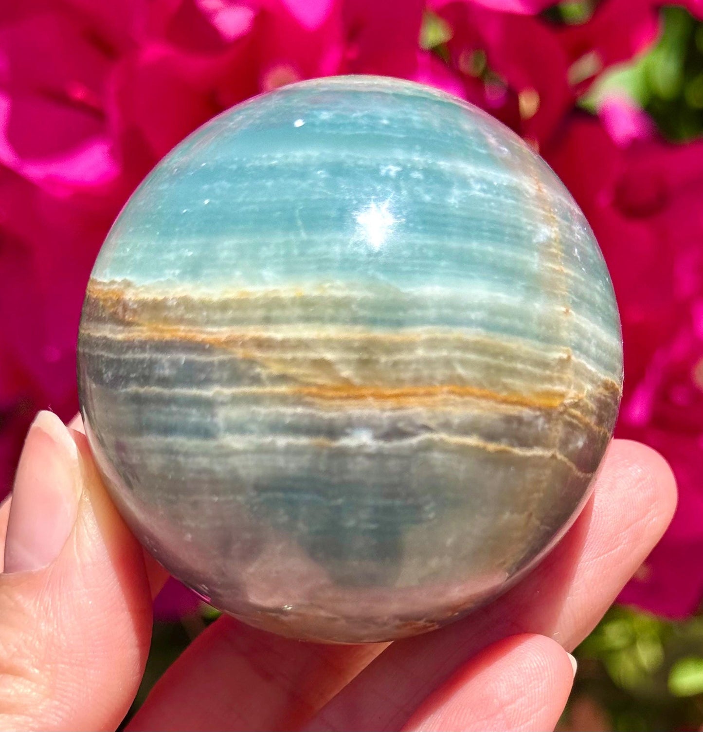 High Quality Aquatine Lumerian Calcite Sphere