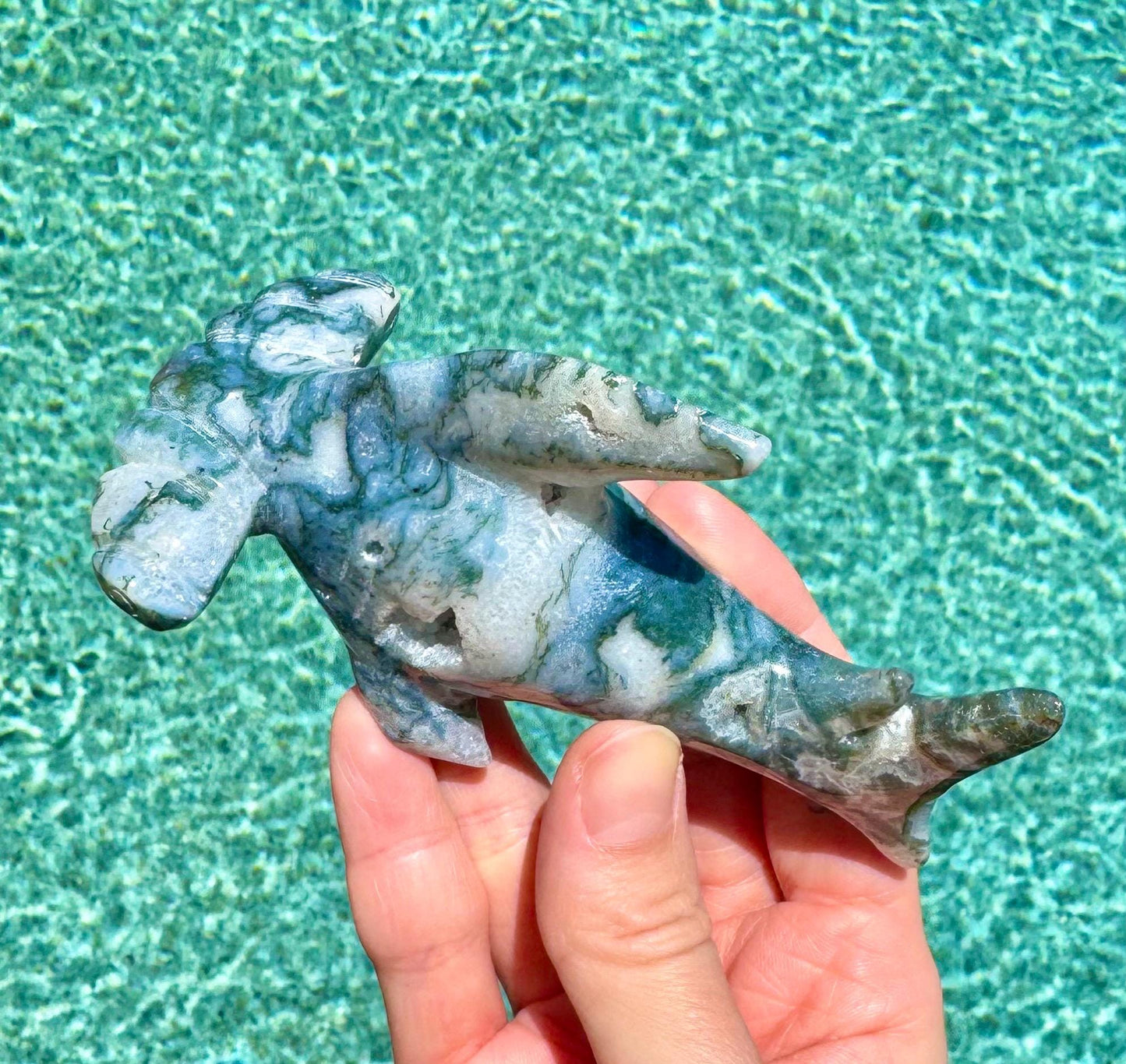 Druzy Moss Agate Hammerhead Shark