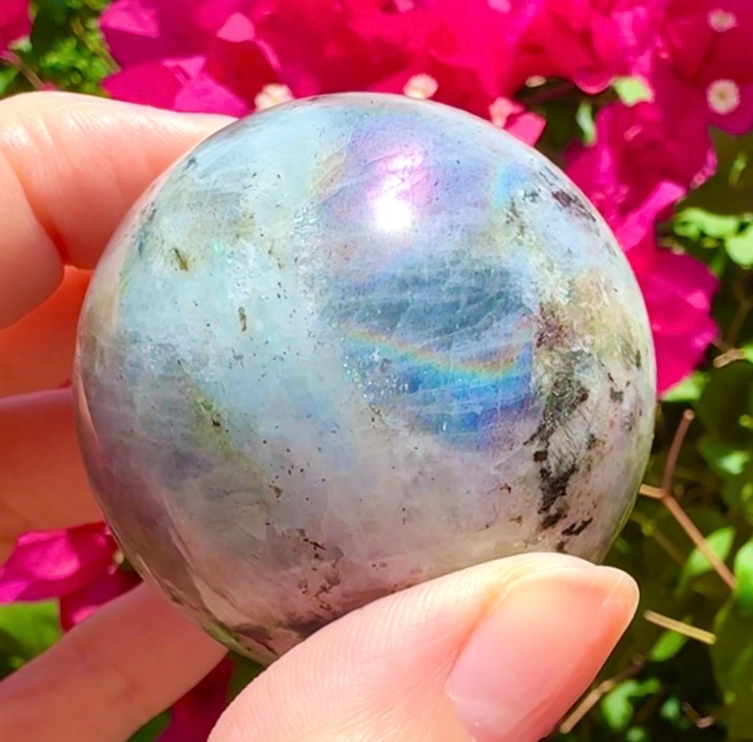 Beautiful Rainbow Labradorite Sphere Rainbow Flashy Purple and Rainbow Labradorite