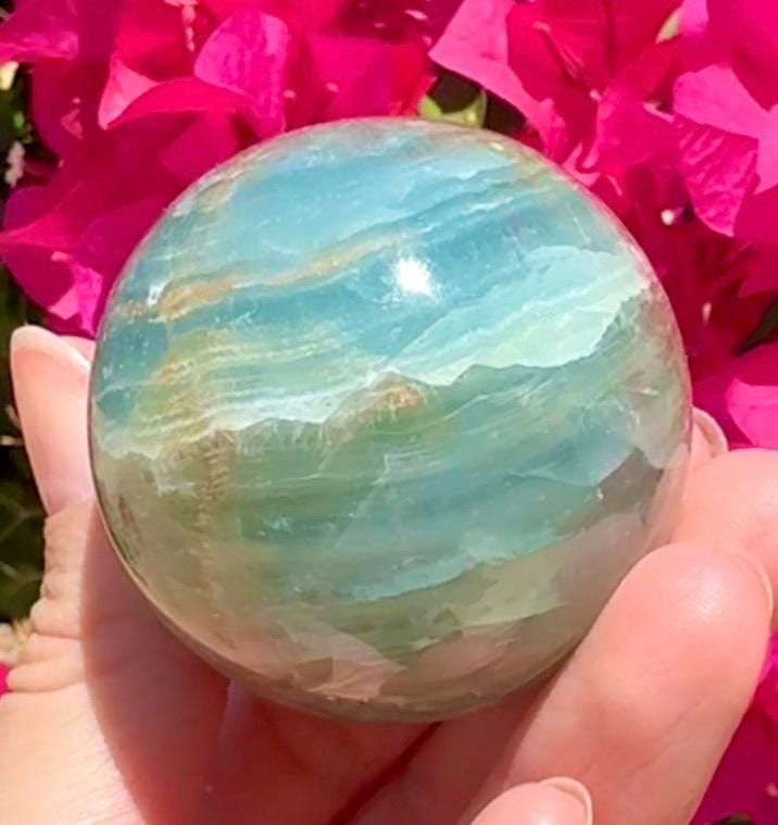 Gorgeous Aquatine Lumerian Calcite Sphere