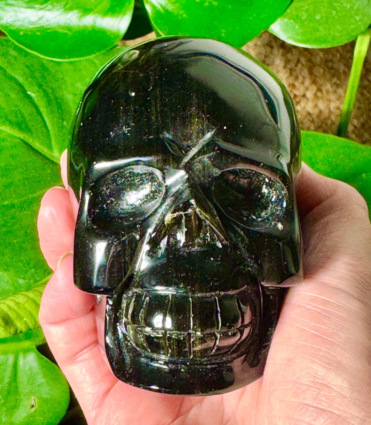 Super Flashy Golden Sheen Obsidian Skull *see description