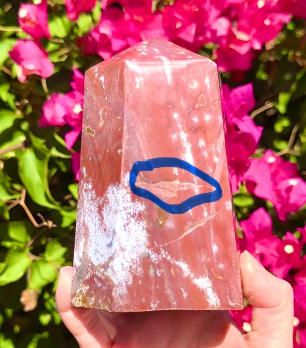 Big Druzy Red Ocean Jasper Tower ***please read description***