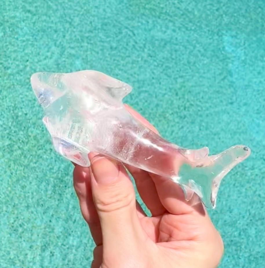 Clear Quartz Shark Carving