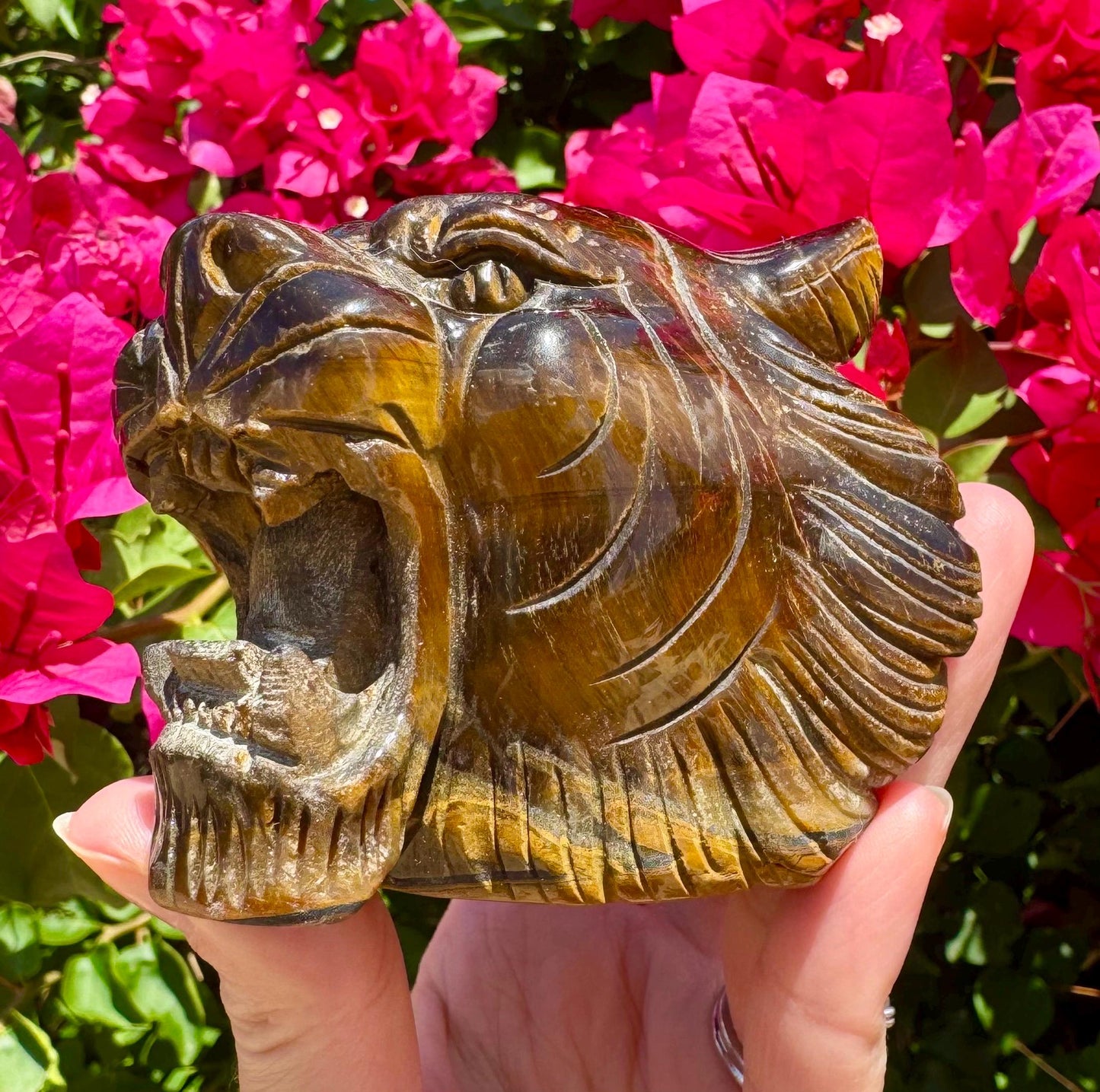 Tiger Eye Crystal Tiger Head Tigers Eye Stone Tiger Head Carving Tiger Spirit Animal