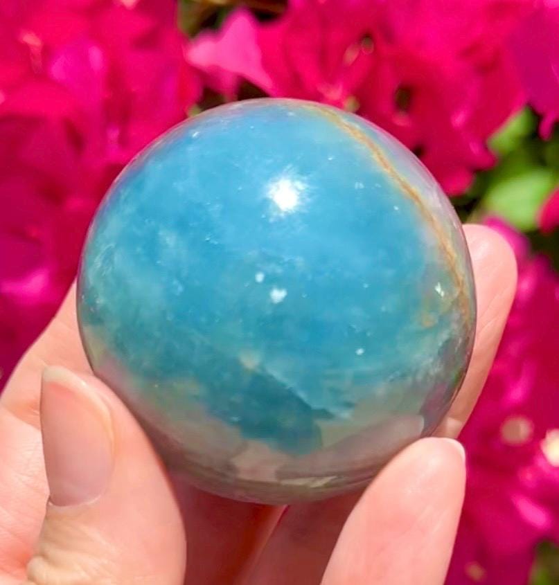 High Quality Aquatine Lumerian Calcite Sphere