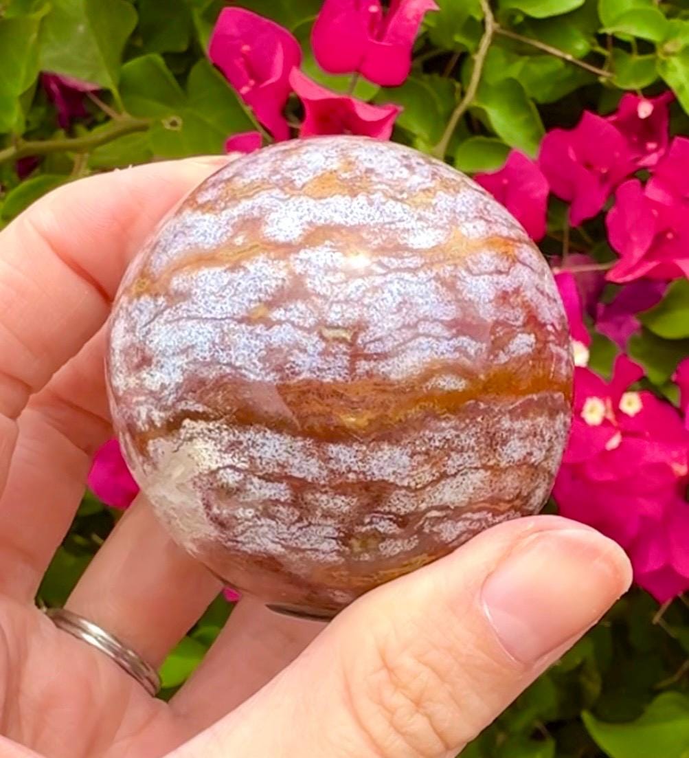 Pink and Red Ocean Jasper Sphere Pink Ocean Jasper