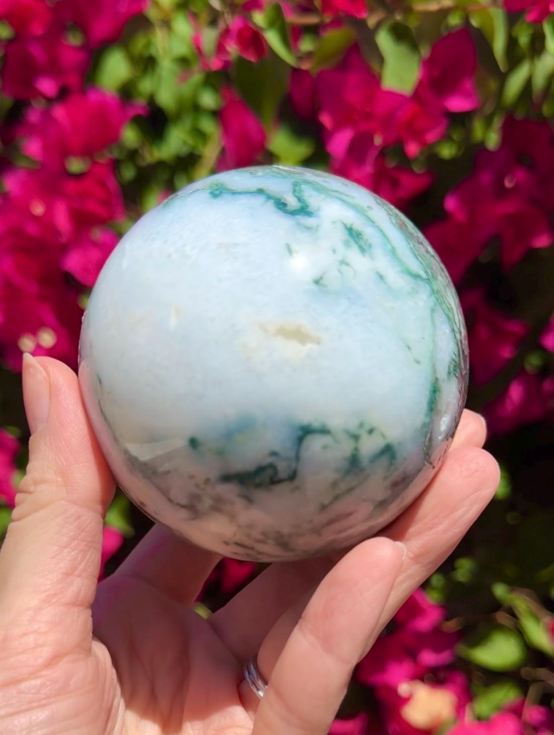 Druzy Moss Agate Sphere Crystal Ball