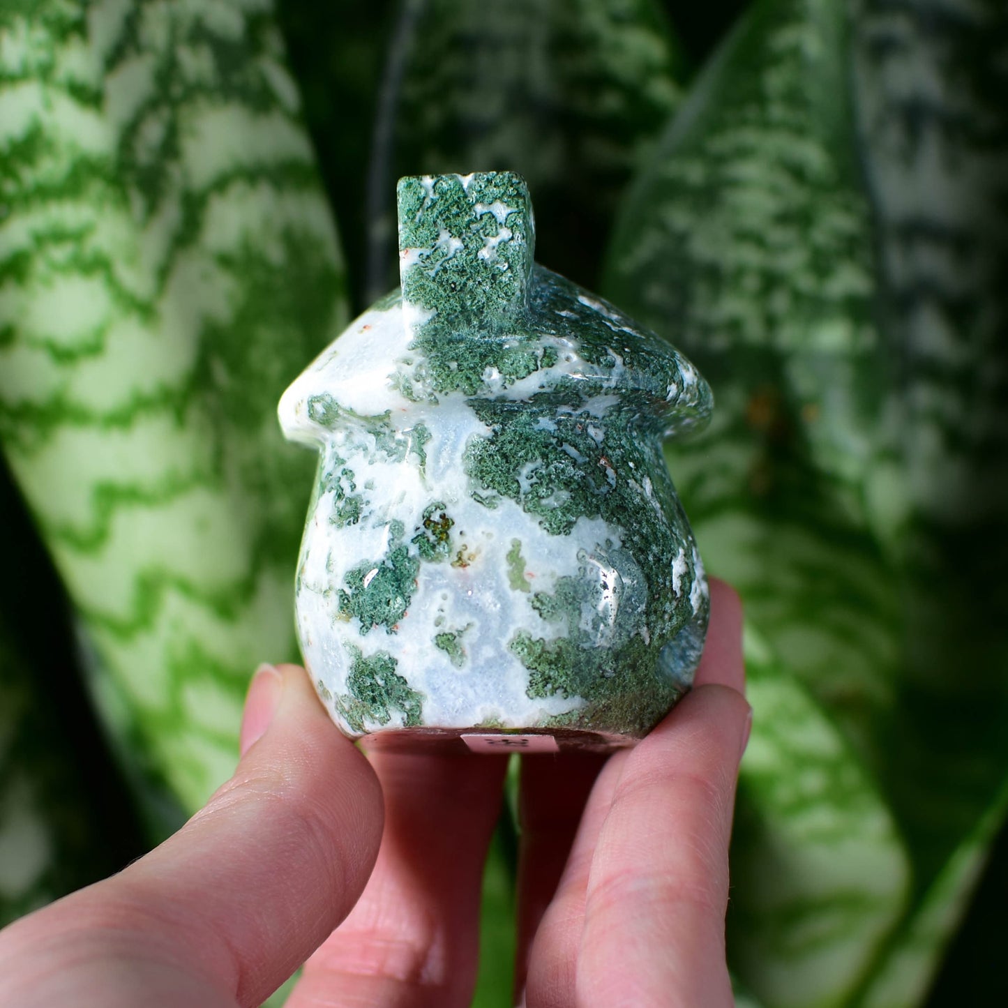 Cute Moss Agate Fairy Cottage