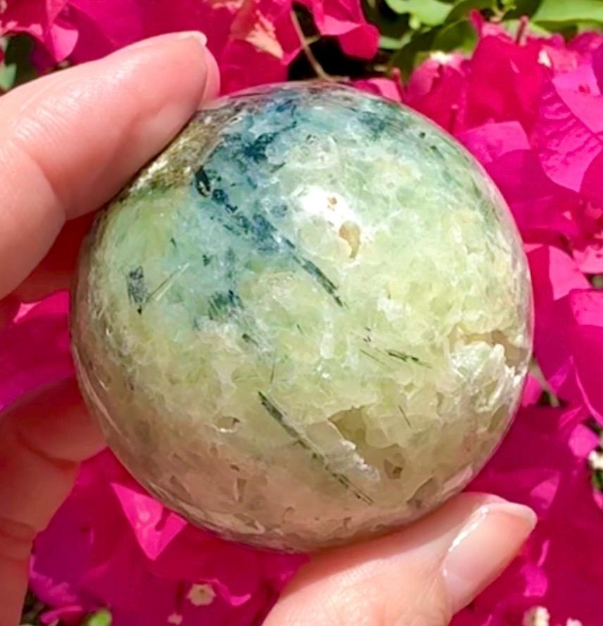 Beautiful Prehnite & Epidote Crystal Sphere