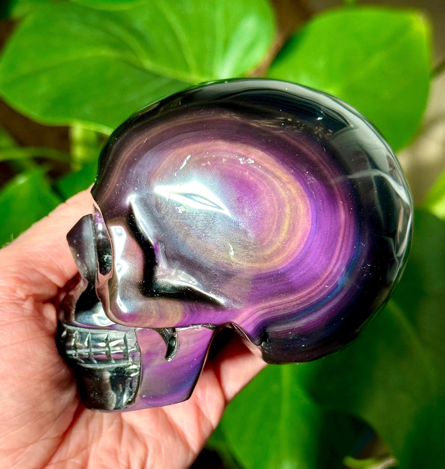 Rare Super Colorful Rainbow Obsidian Skull