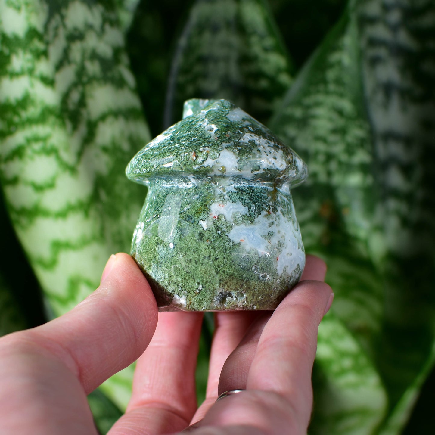 Cute Moss Agate Fairy Cottage