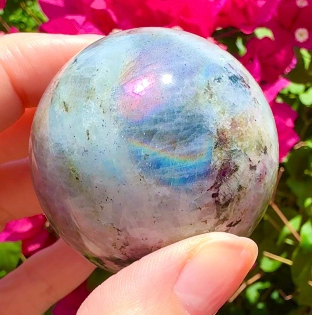 Beautiful Rainbow Labradorite Sphere Rainbow Flashy Purple and Rainbow Labradorite