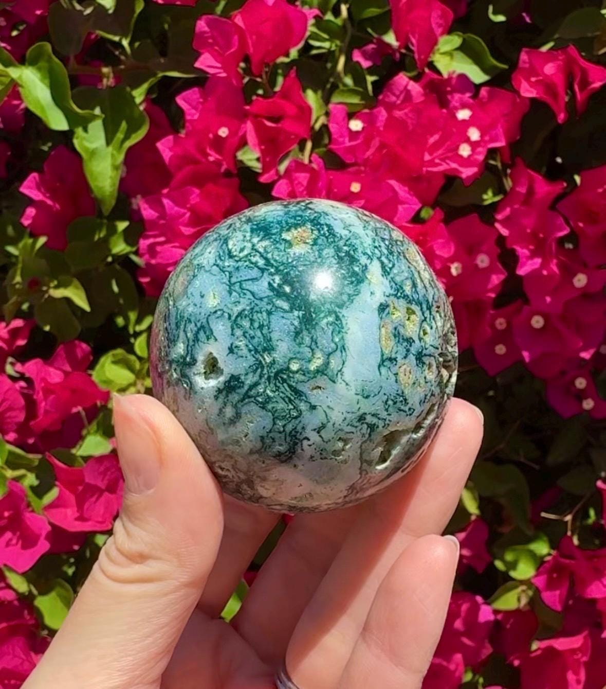 Moss Agate Sphere Crystal Ball