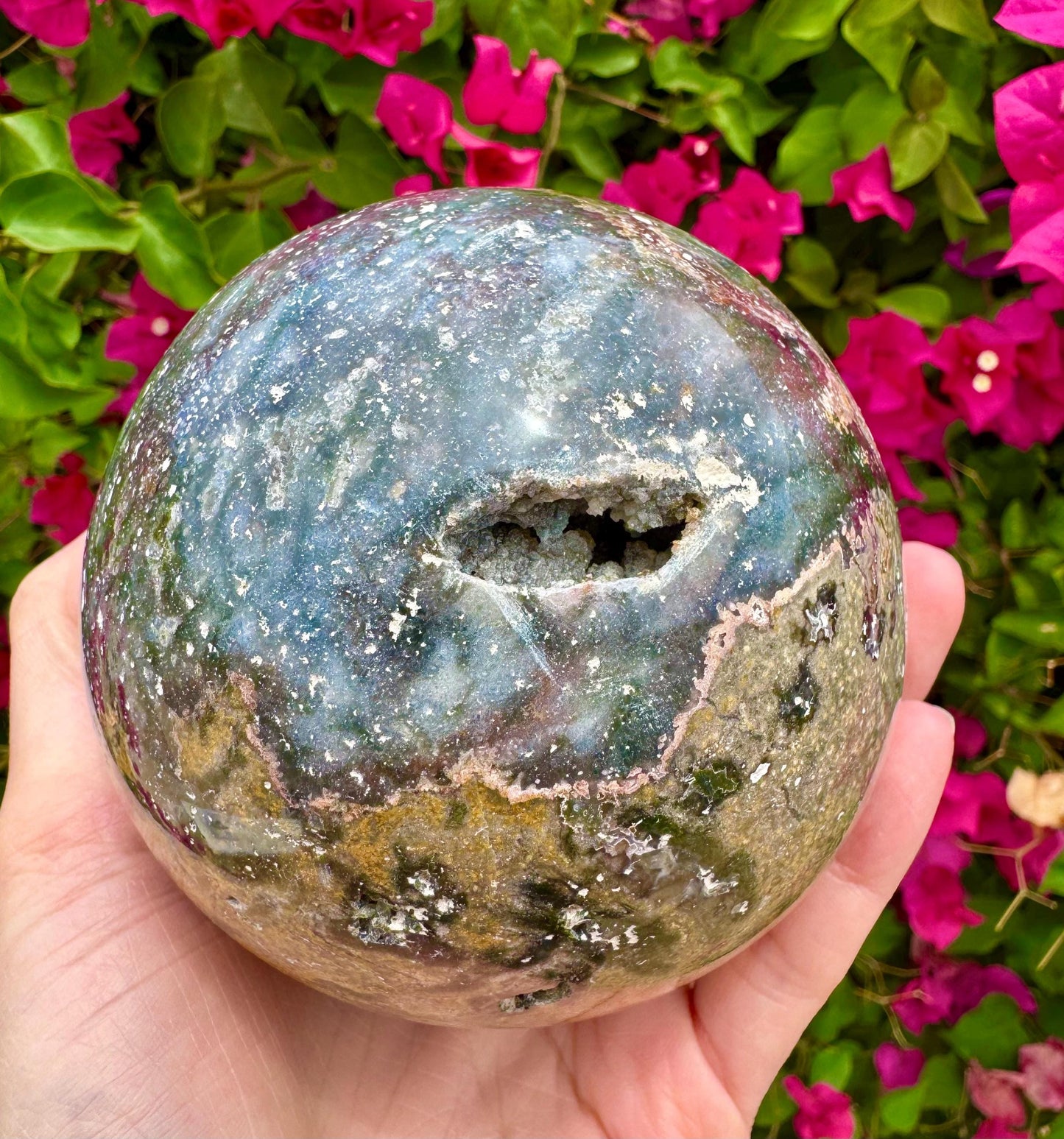 Huge Ocean Jasper Sphere Crystal Ball Planet Jupiter Crystal Sphere Massive Druzy Ocean Jasper Sphere