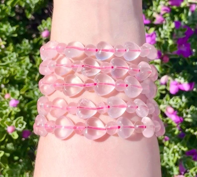 Beautiful Rose Quartz Heart Bracelet