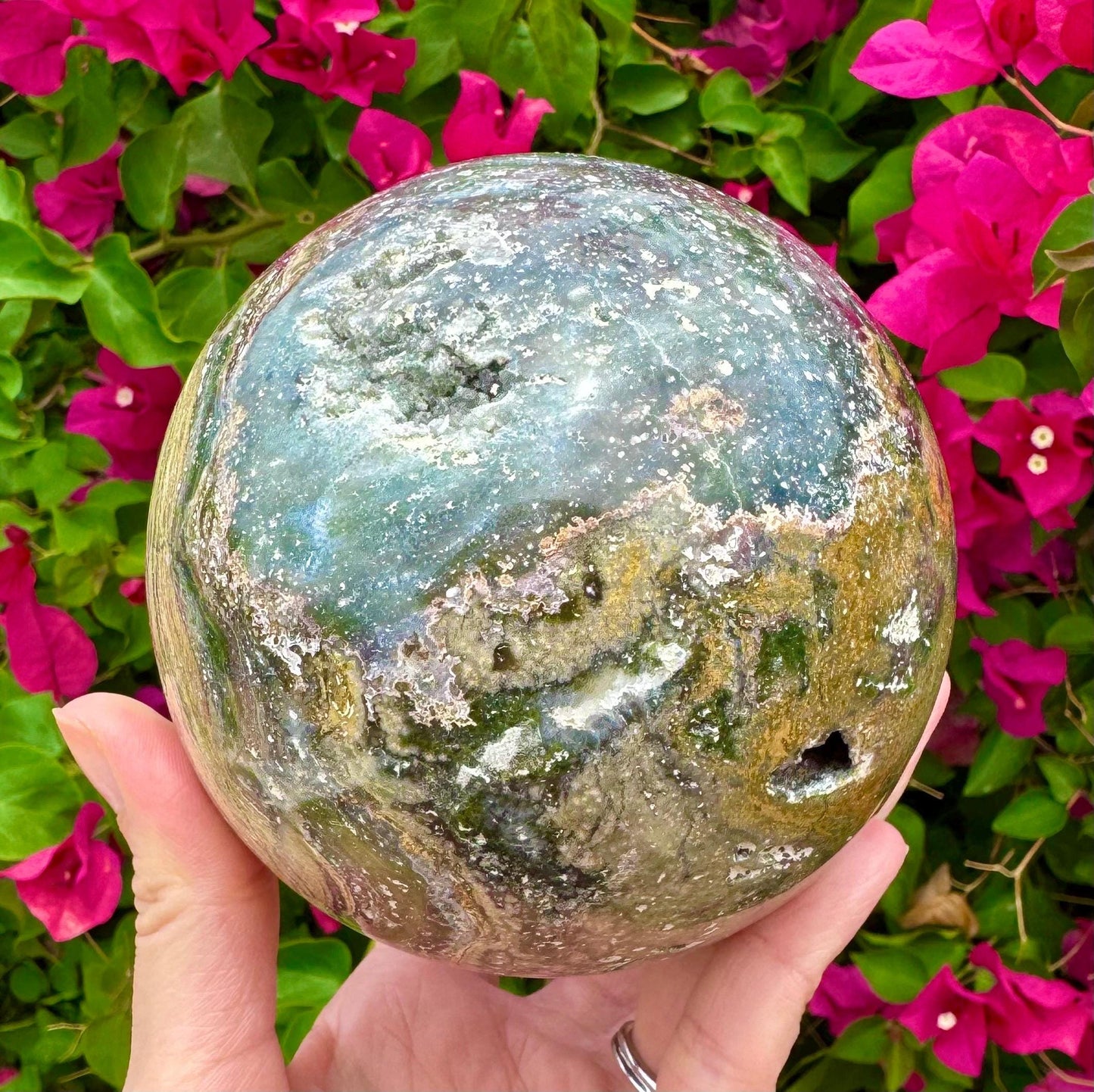 Huge Ocean Jasper Sphere Crystal Ball Planet Jupiter Crystal Sphere Massive Druzy Ocean Jasper Sphere