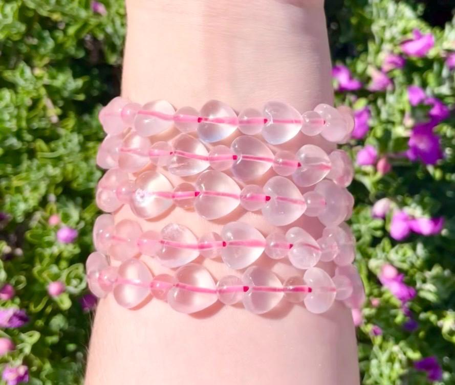 Beautiful Rose Quartz Heart Bracelet