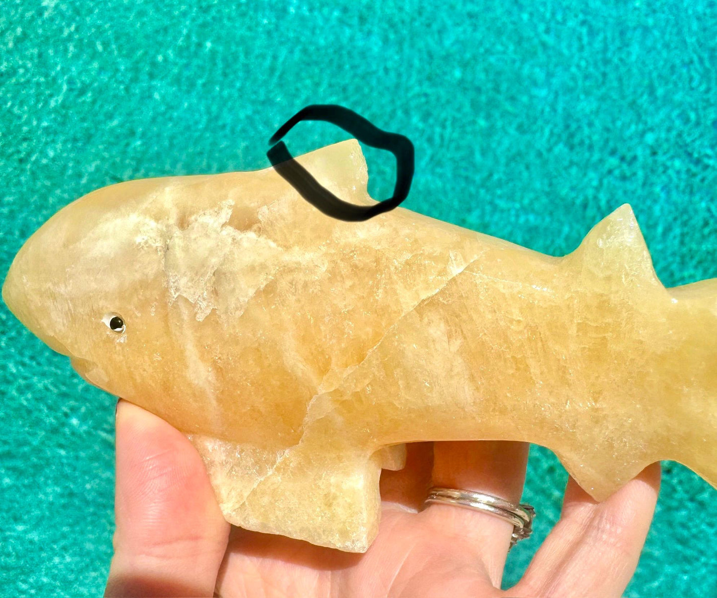 Onyx Shark Carving *Chipped Fin* From Mexico