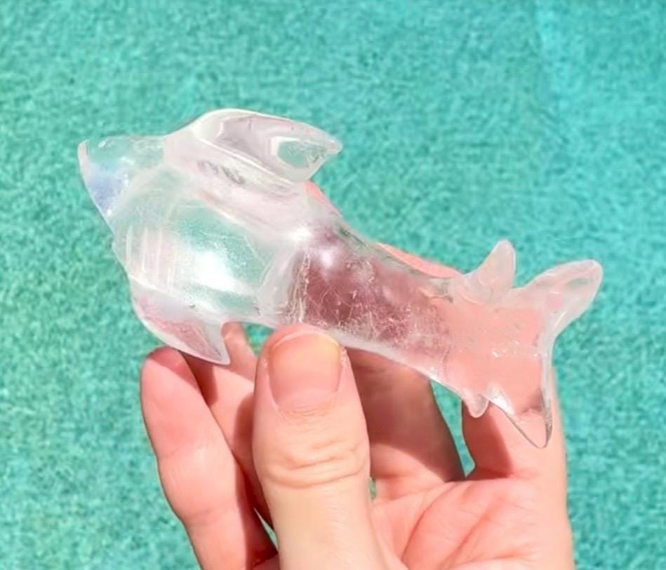 Clear Quartz Shark Carving